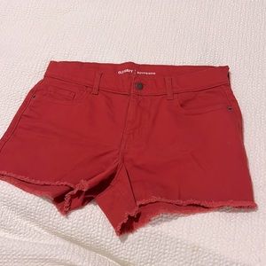 Red Cut Off Jean Shorts